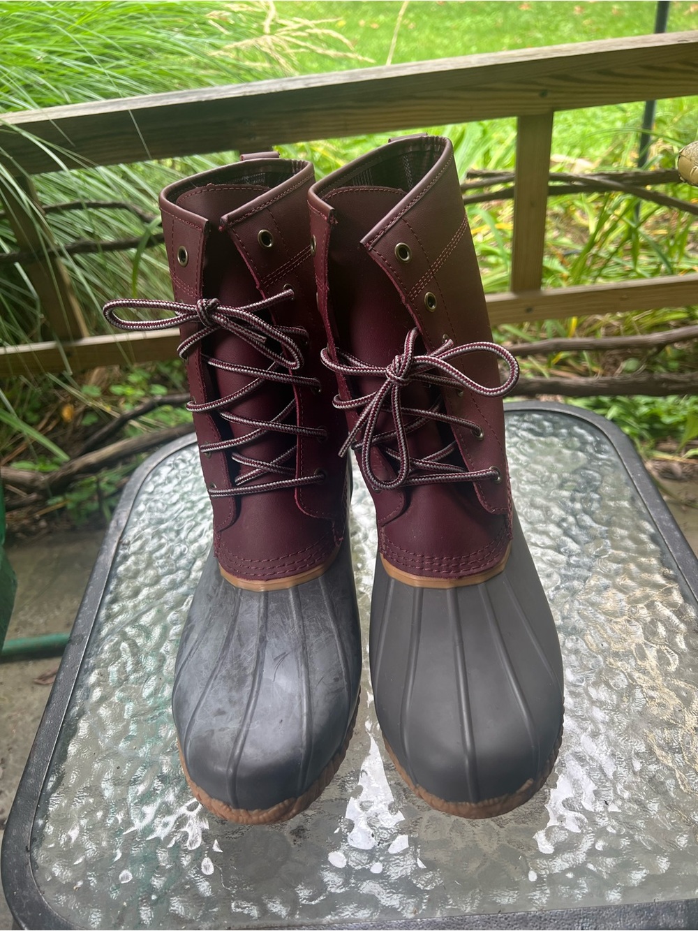 Lands End Women’s Waterproof Duck Boots in Burgundy